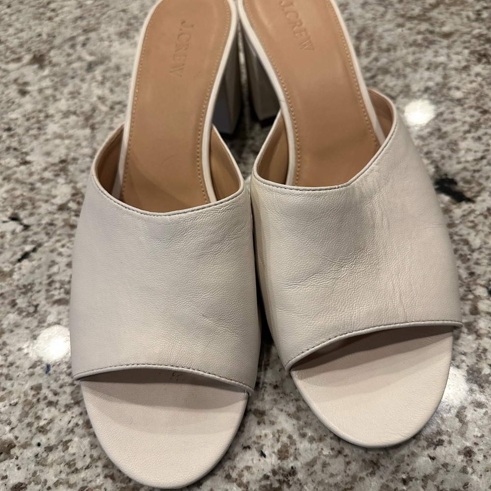 J. Crew Women's Off-White Leather Mules